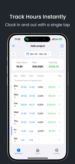 Hours Tracker: Time Clockify Screenshot 1 of 5