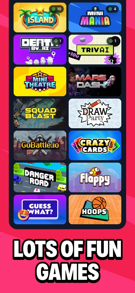 Bunch is MiniParty! - Descubre una biblioteca expansiva de títulos, desde "The Island" (X) hasta "Crazy Cards" (Y), que garantizan entretenimiento para todos los gustos.