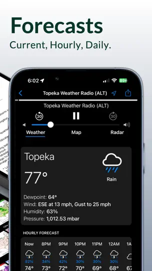 Captura de pantalla de NOAA Weather Radio en iPhone 3
