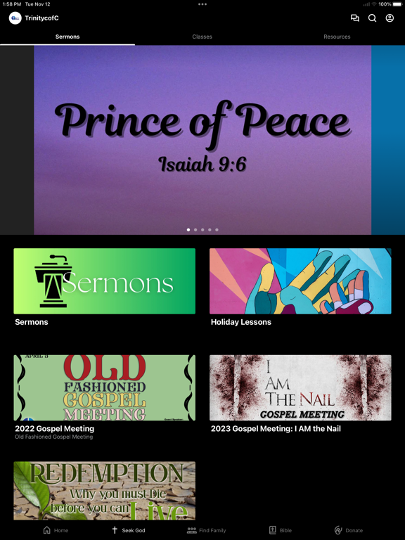 Trinity Church of Christ NPR iPad screenshot 2 - Education app
