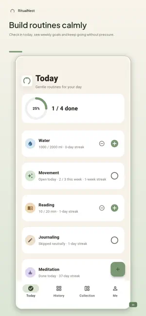 RitualNest Habit Tracker screenshot 1