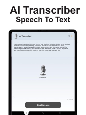 AI Transcribe & Text To Speech iPad screenshot