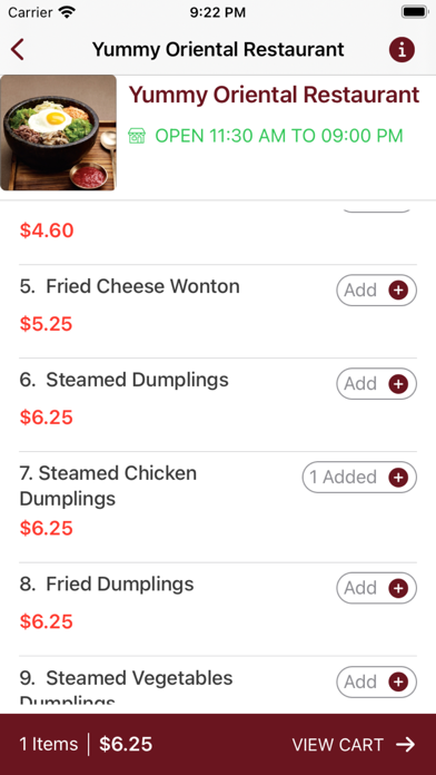Yummy Oriental Restaurant Screenshot