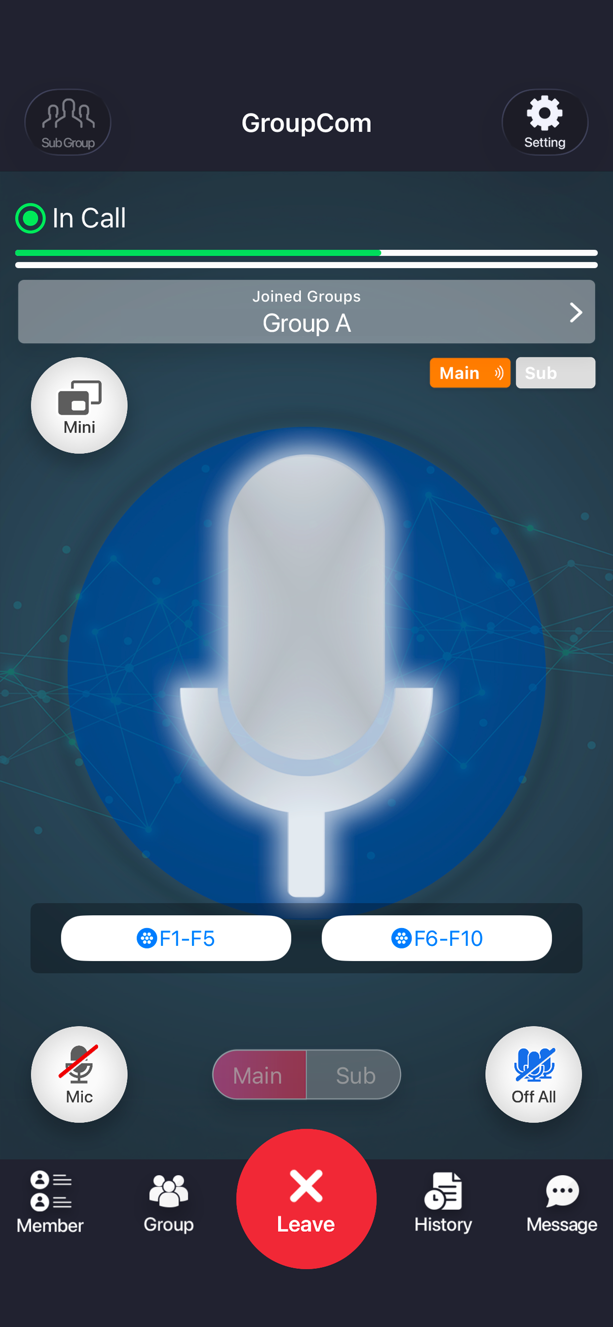 GroupCom - Walkie-Talkie App
