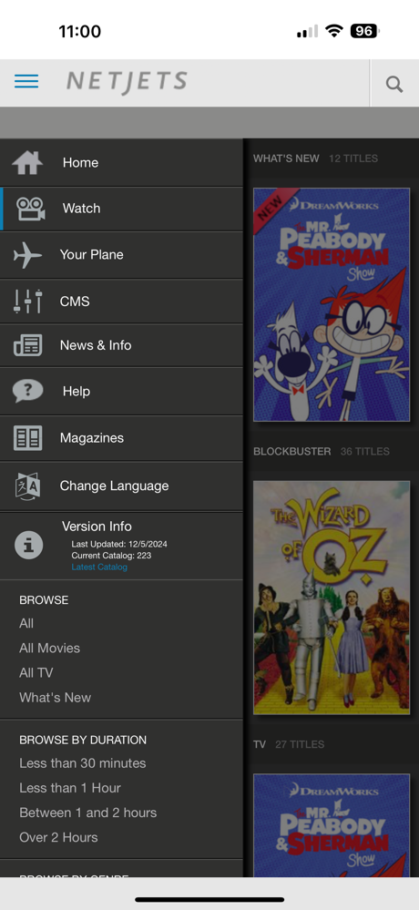 NetJets IFE screenshot 4