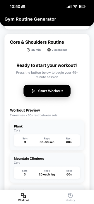 Gym Routine Generator Screenshot 3 of 7