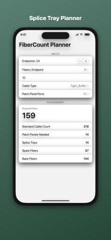 FiberCount Planner のスクリーンショット