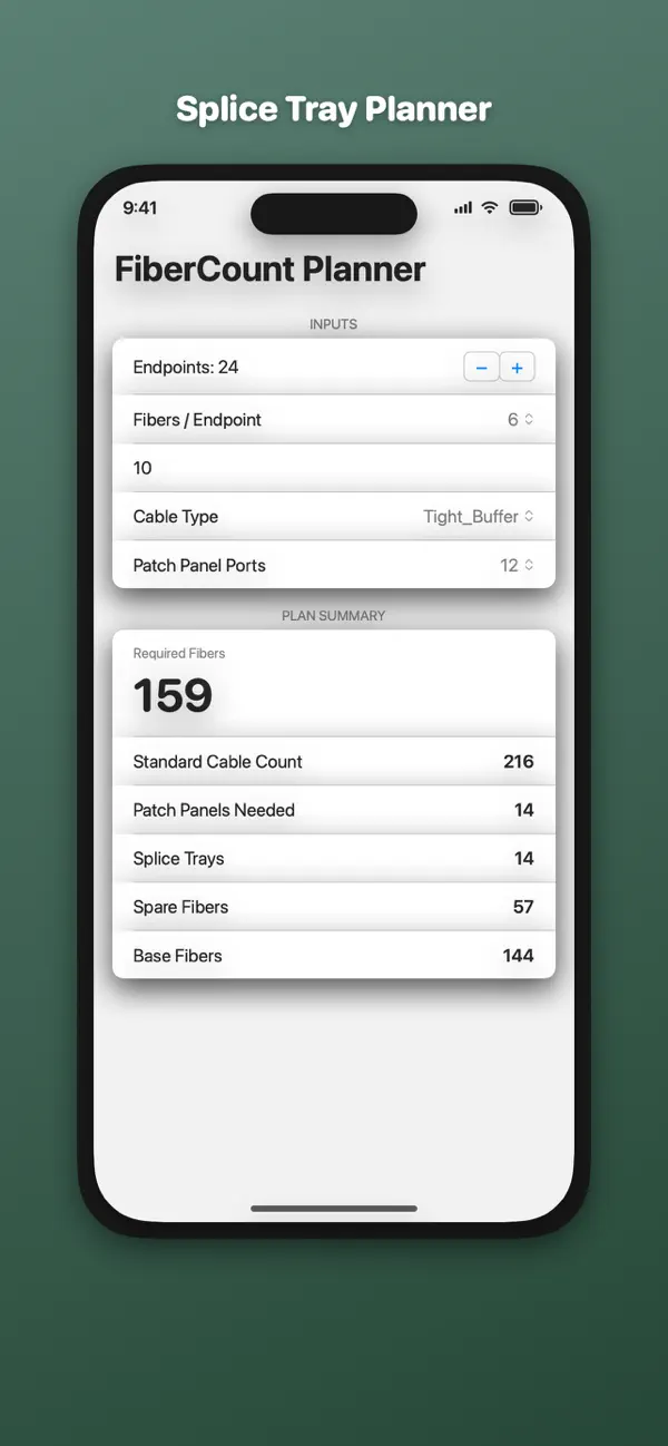 Screenshot #3 pour FiberCount Planner