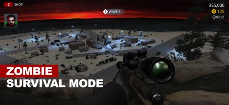 Hitman Sniper - Experience the intense 'Zombie Survival Mode' within the 'Death Valley' map, where users must navigate a military compound against undead hordes.