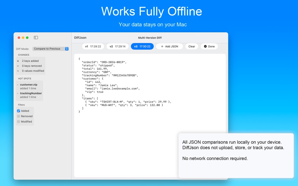 #2. DiffJson (macOS) Tekijänä: TraLand.com