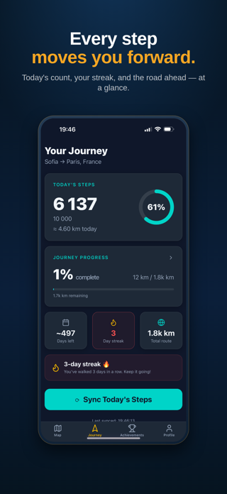 Walk The World – Step Tracker Screenshot 2 of 6