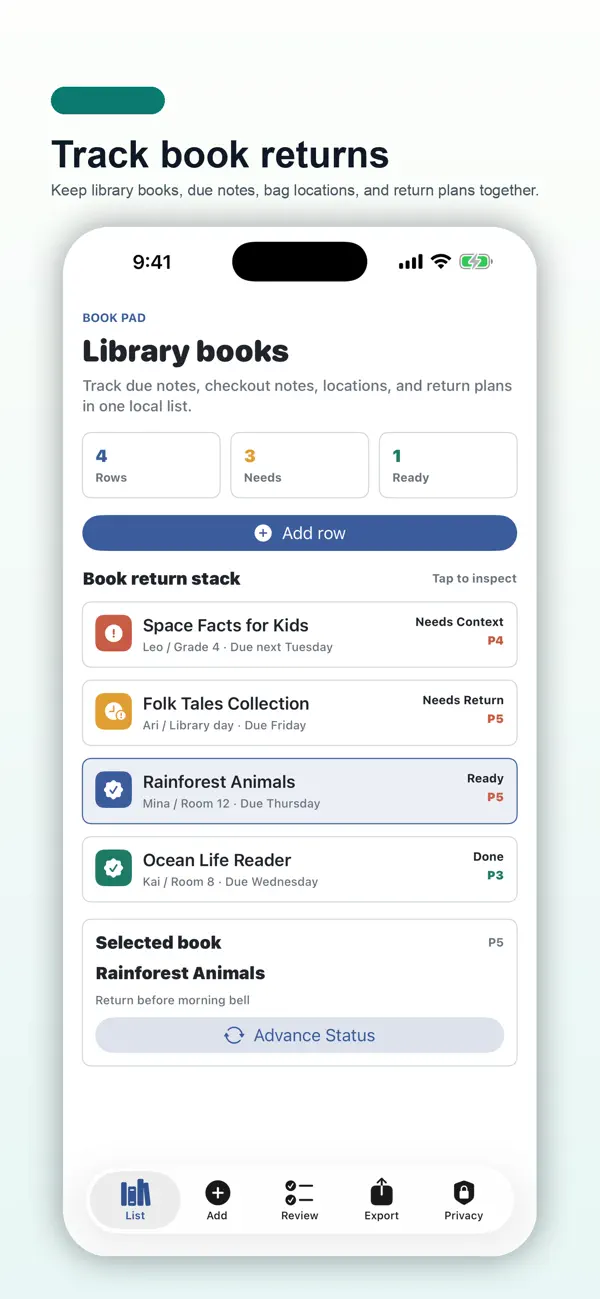 Screenshot #1 pour Library Book Return Pad