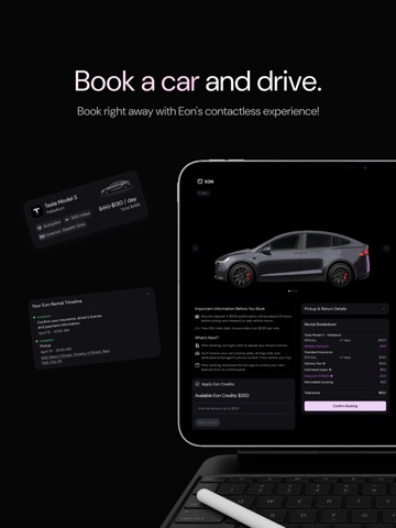 Eon: Electric Car Rentals iPad screenshot