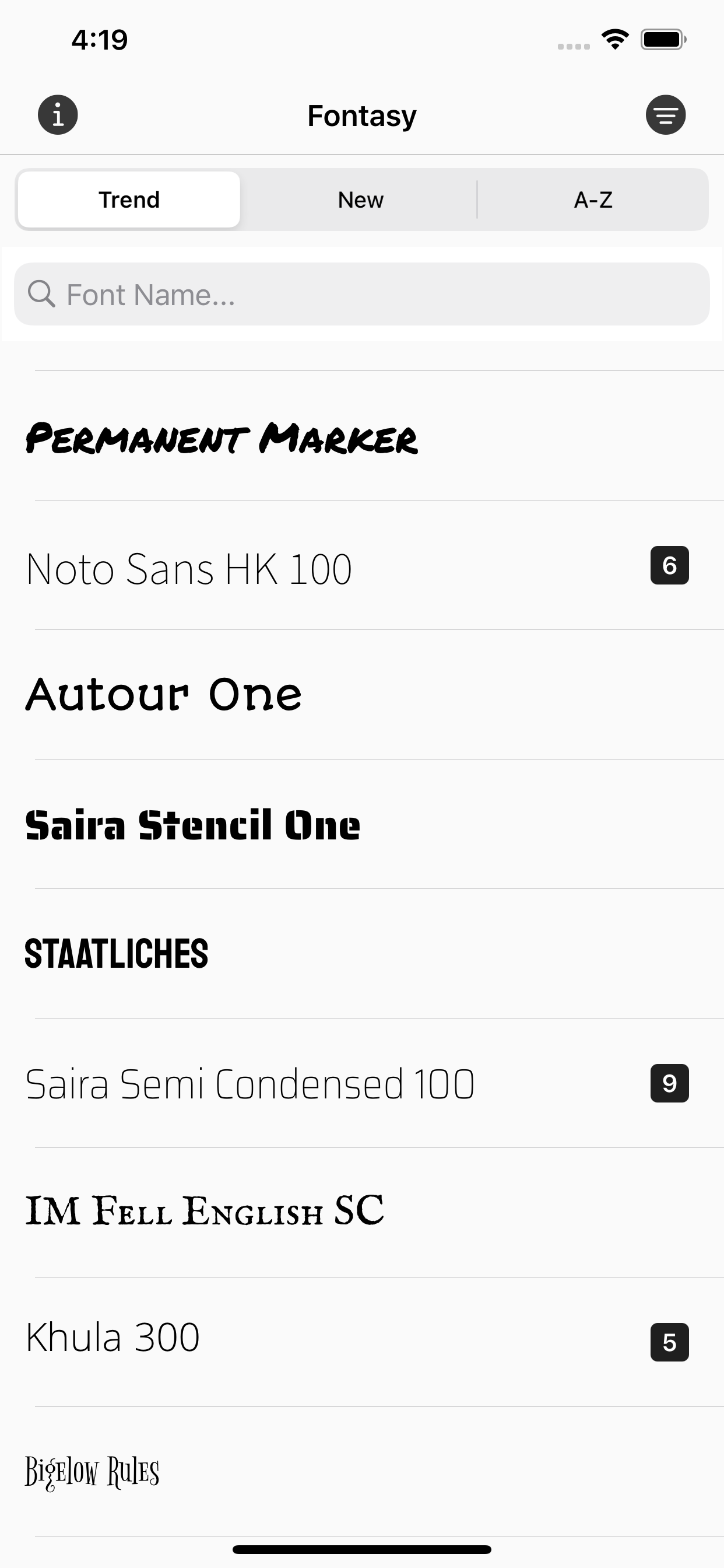 Fontasy - Font Browser