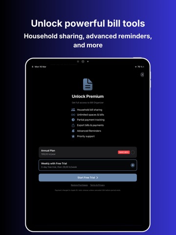 Bill Organizer: Bills & Alerts iPad screenshot