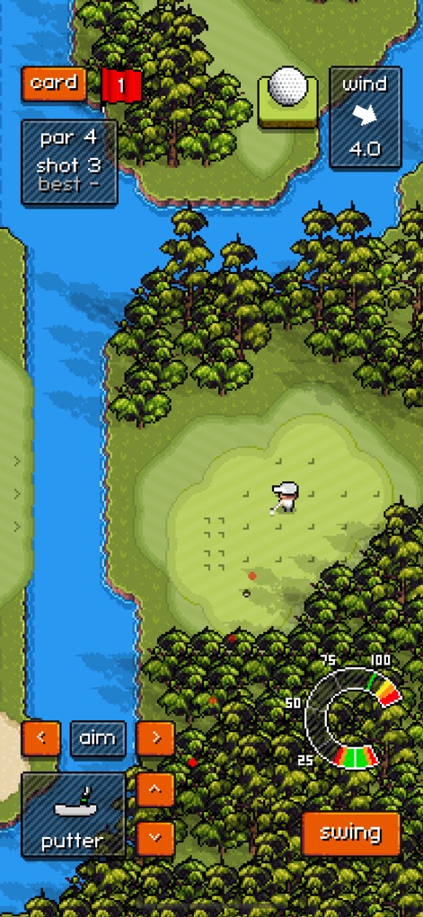 Pixel Pro Golf - L'application propose une grande variété de paysages avec des obstacles naturels, et les mécaniques de swing intuitives permettent aux joueurs de s'adapter facilement à chaque situation.