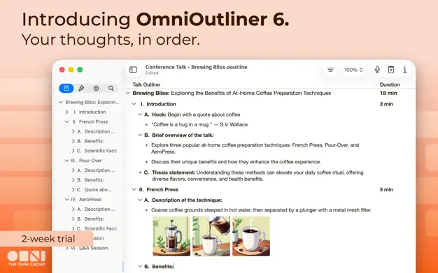 OmniOutliner 6 Screenshot 1