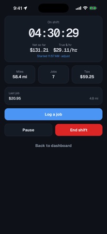 PeriMile: Gig Driver Earnings iPhone screenshot