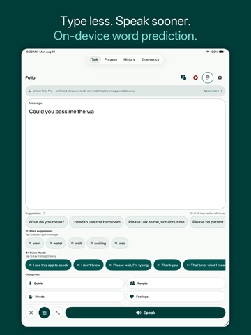 Folio AAC: Type to Speak iPad screenshot
