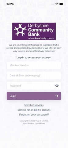 Derbyshire Community Bank app screenshot