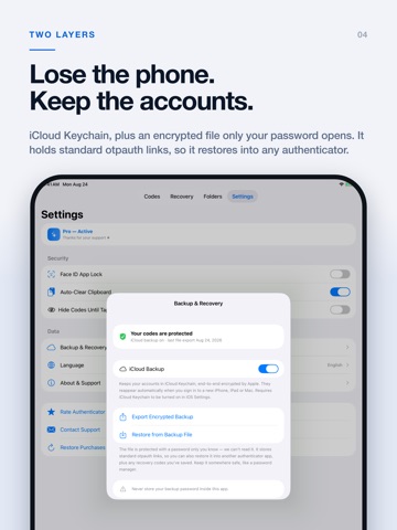 Verity Authenticator: 2FA iPad screenshot