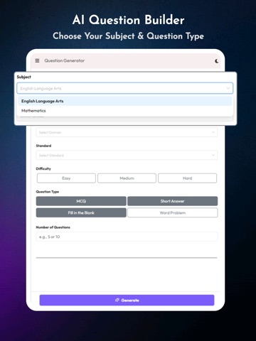 AI Quiz & Question Generator iPad screenshot