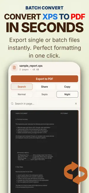 XPS Viewer · XPS to PDF screenshot 2