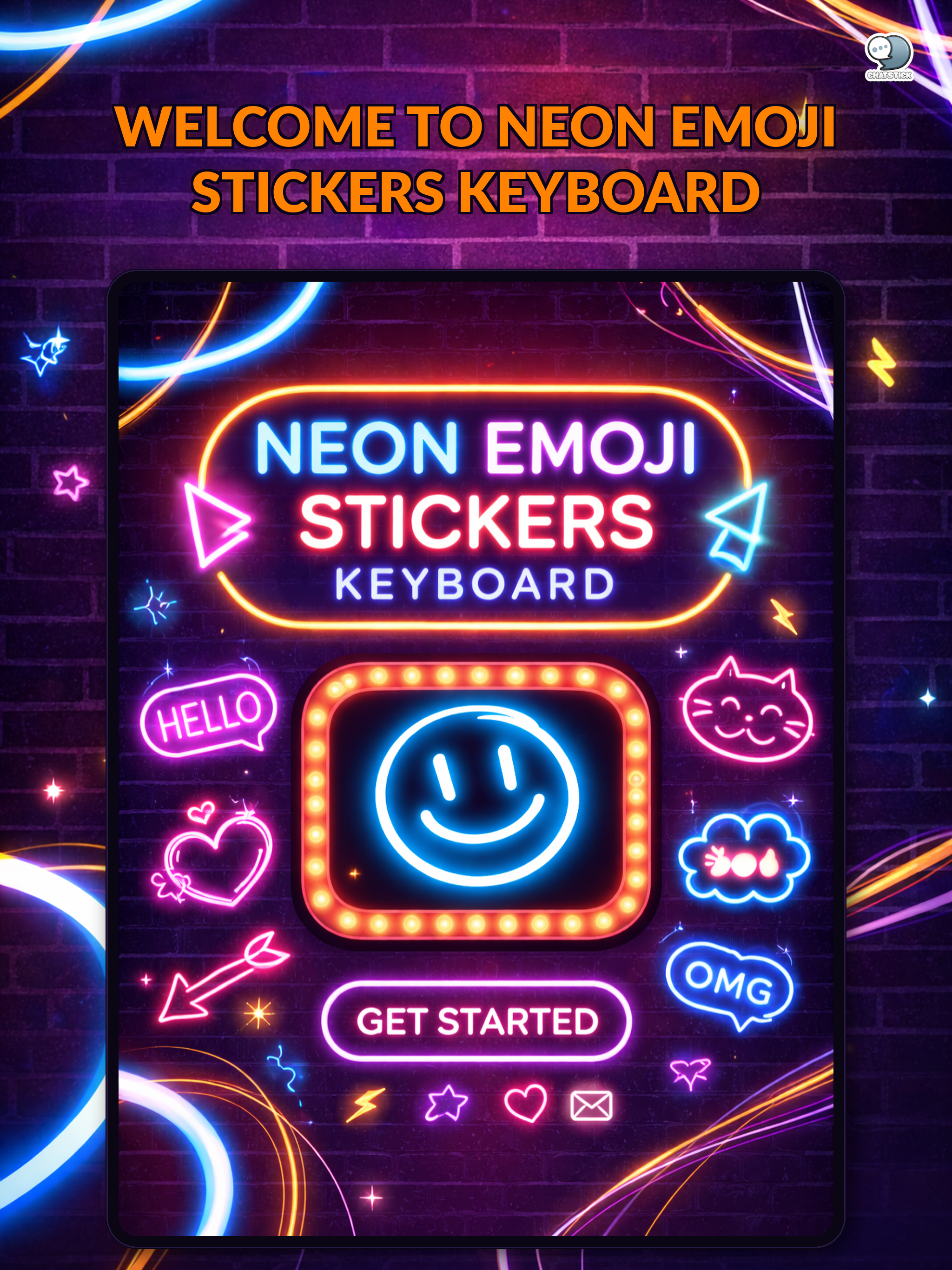Neon Emoji Stickers Keyboard screenshot 11