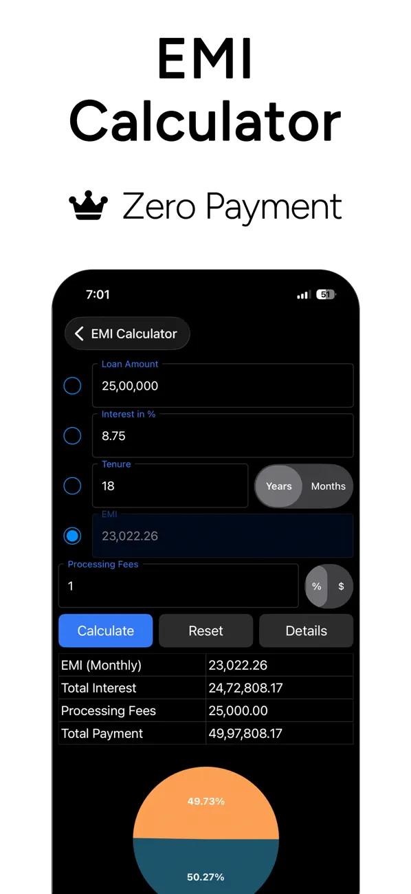 Screenshot #1 pour EMI Calculator for Loan