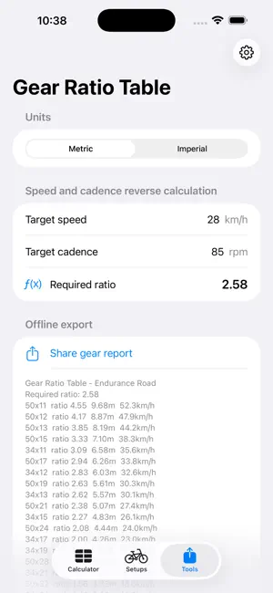 Bike Gear Ratio Calculator2026 screenshot 4