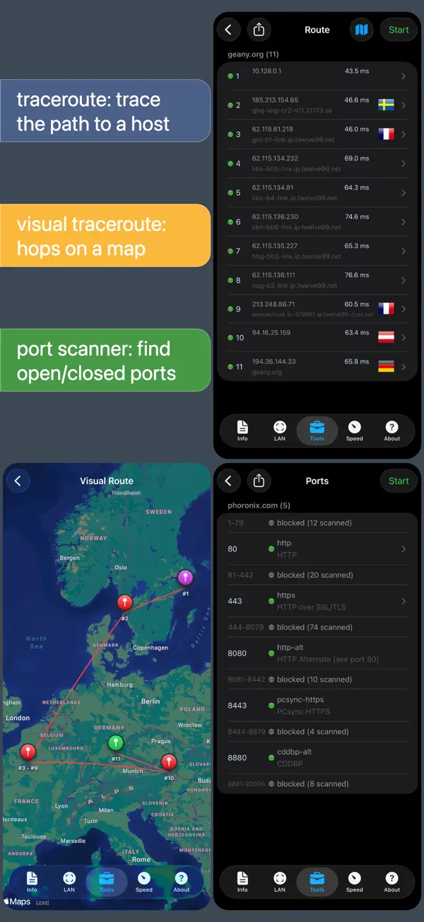 Network Analyzer Pro iPhone App Screenshot 5 – Dienstprogramme