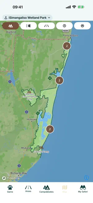 iSimangaliso Safari: Map screenshot 1