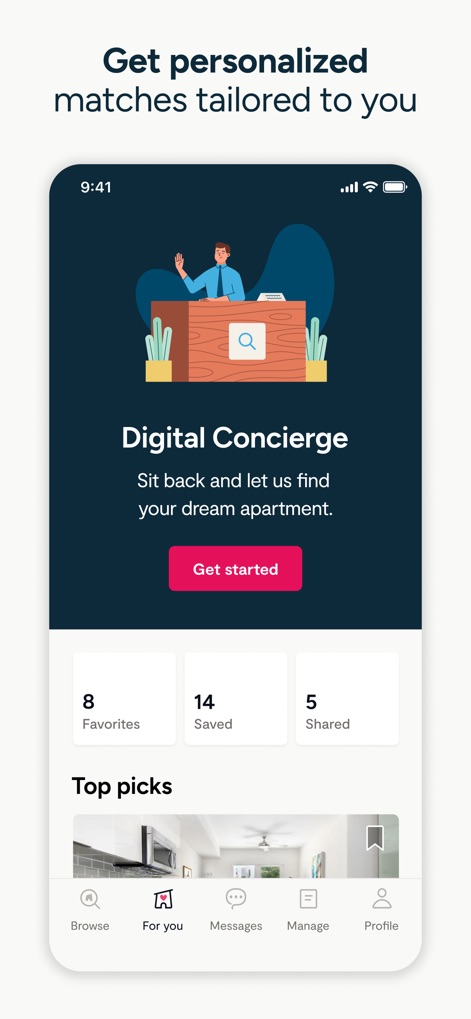 Zumper - Apartment Finder - Discover tailored suggestions in the "For you" section, leveraging the "Digital Concierge" to streamline personalized apartment matches.