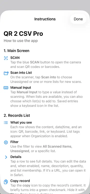 QR 2 CSV Pro screenshot 5 of 10