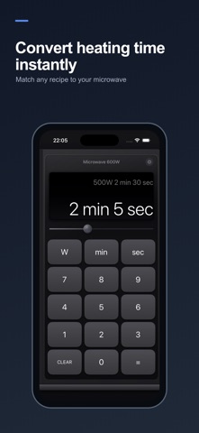 MicroCalc for microwave oven app screenshot