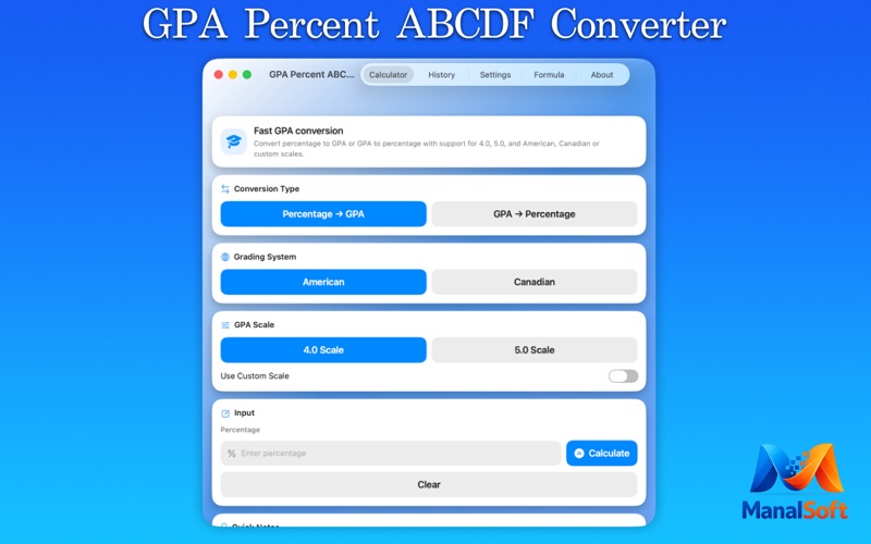 GPA Percent ABCDF screenshot
