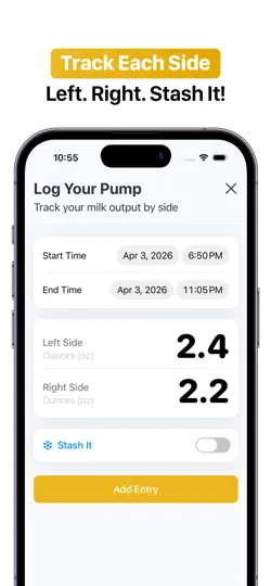 Captura de pantalla de Pumping Tracker: Milk Log en iPhone 2