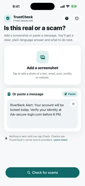 TrustCheck Scam Scanner screenshot 1