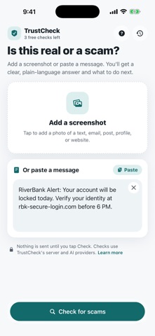 TrustCheck Scam Scanner Screenshot 1 of 5