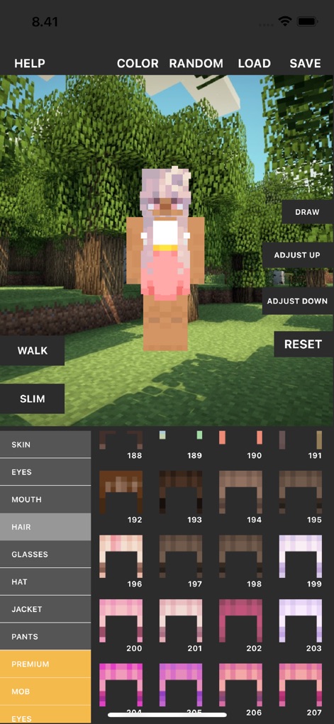 Custom Skin Creator - Discover a vast selection of hair designs and easily change skin parts colors to match any aesthetic vision for the character.
