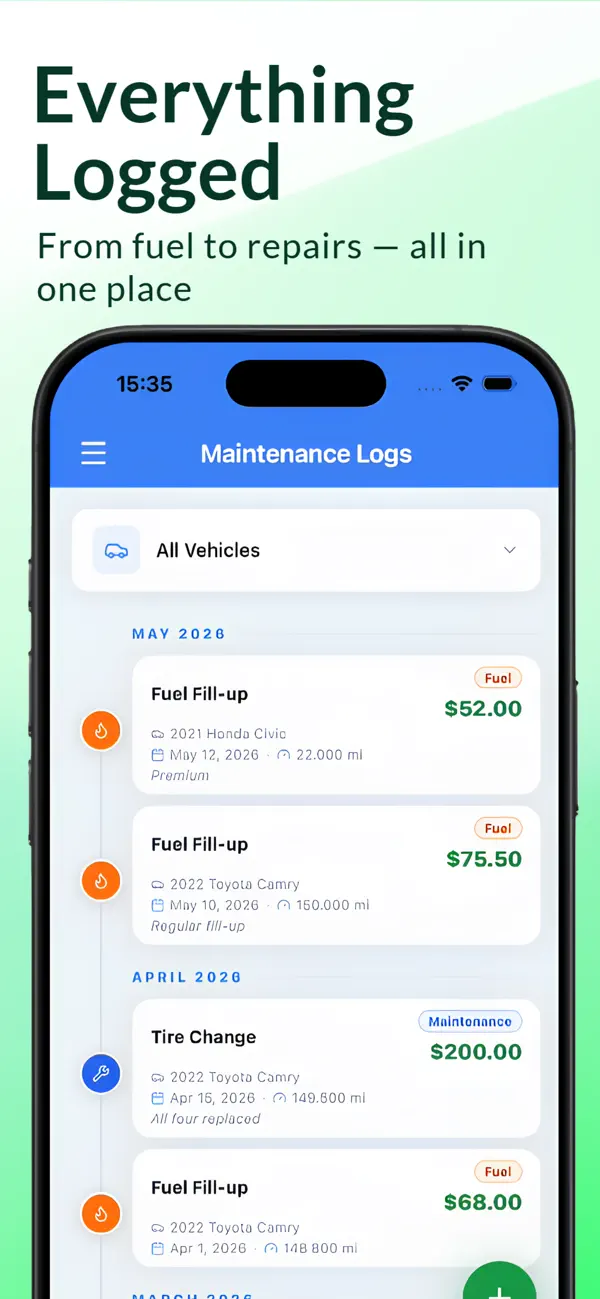 Screenshot #3 pour Carvio – Car Maintenance Log
