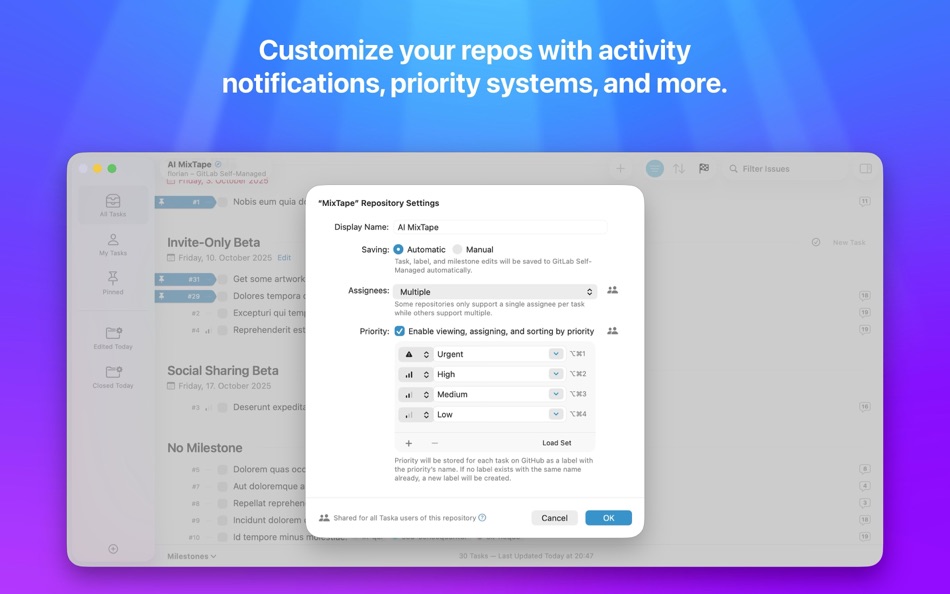 #7. Taska for GitHub/GitLab Issues (macOS) 게시자: Leitmotif GmbH