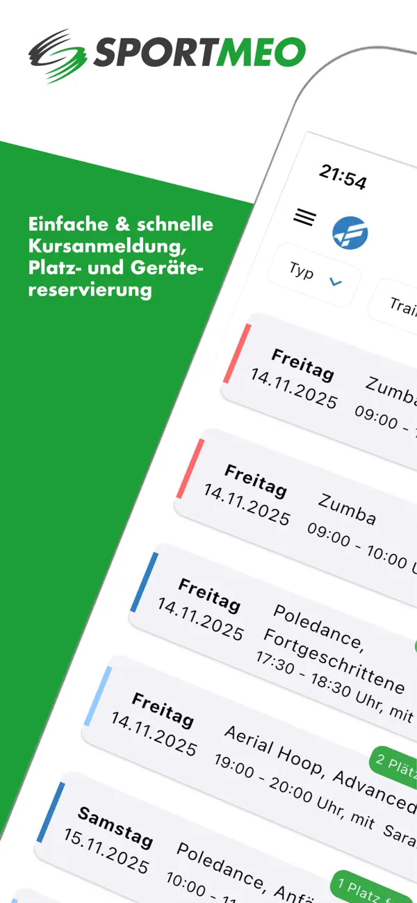 Screenshot #1 pour SPORTMEO Kursverwaltung & mehr