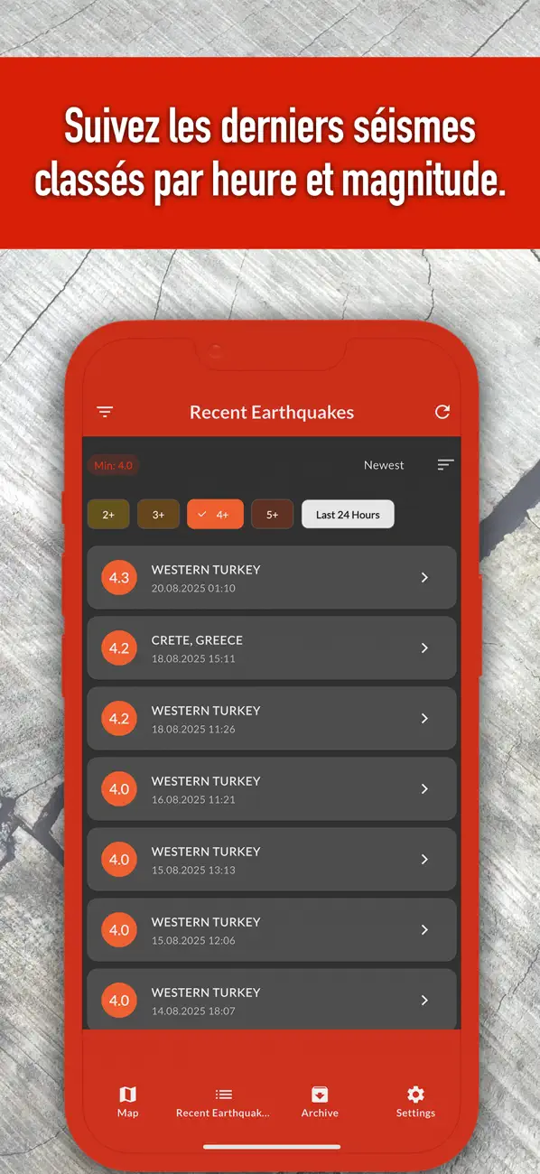 Screenshot #2 pour Alerte & Suivi Séismes