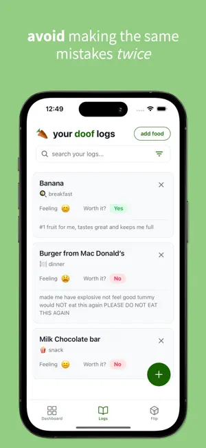 doof - food diary to quit junk screenshot 2