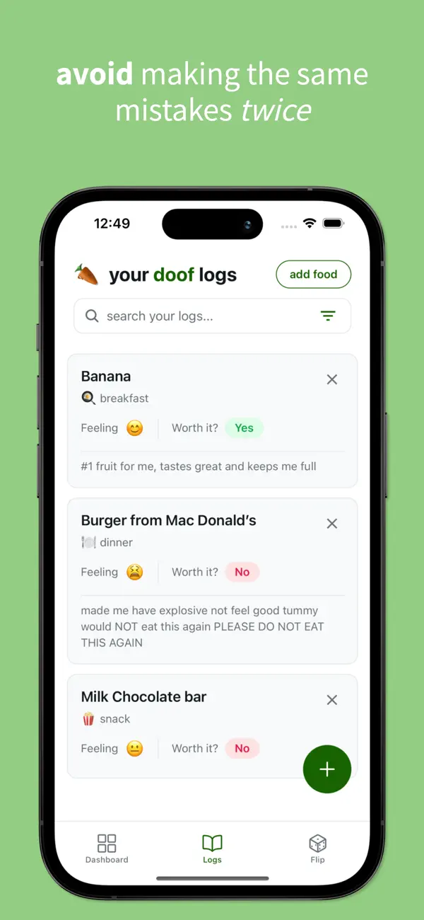 Screenshot #2 pour doof - food diary to quit junk