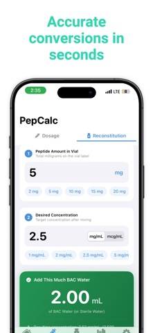 Peptide Tracker & Calculation iPhone screenshot