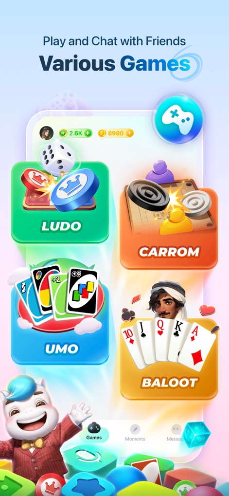 Yalla - Play Game & Voice Chat - Explore the app's diverse game selection, showcasing popular titles like Ludo and Carrom, all accessible from a single, intuitive interface.