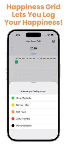 Happiness Grid - Mood Tracker iPhone screenshot