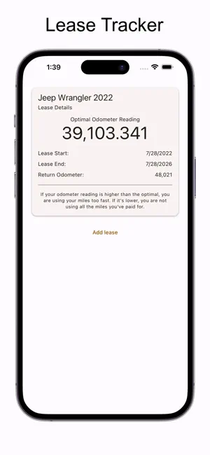 Lease Tracker - Use your miles screenshot 1